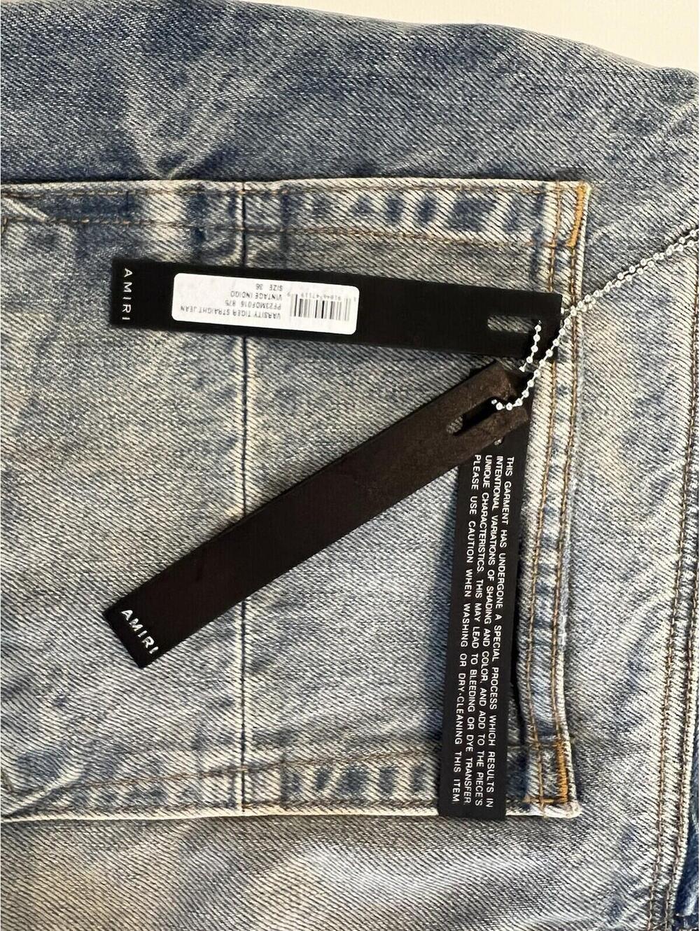 AMIRI $1690   Men’s  Indigo Varsity Tiger Straight Jeans Size 36 - Picture 12 of 16